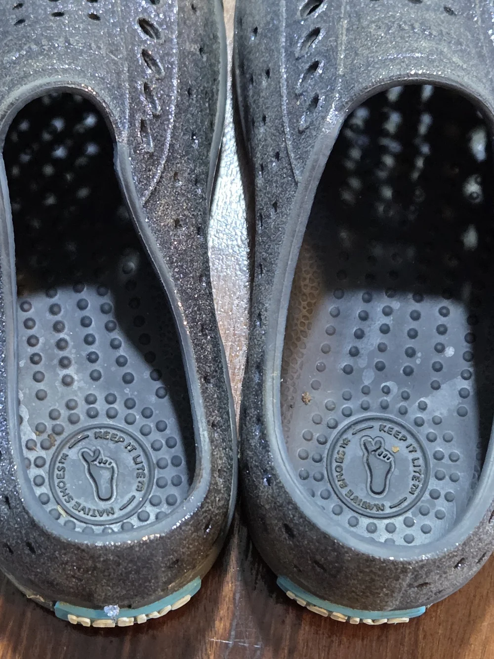 Native Jefferson Navy Blue Glitter Slip On Water Shoes C10 Toddler Gorpcore